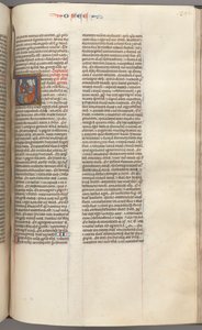 Fol. 350r, Hosea, historisierte Initiale V, Hosea predigt drei Männern, um 1275-1300 von Unbekannt