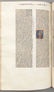 Fol. 361v, Habbakuk, historisierte Initiale O, Habbakuk hält einen Korb und zwei Steine..., ca. 1275-130