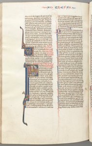 Fol. 454v, Thessalonicher I, historisierte Initiale P, Paulus sitzend mit einem Schwert und einem Buch..., ca. 1275-13 von Unbekannt