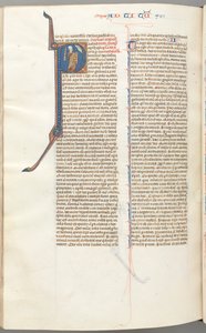 Fol. 457v, Timotheus II, historiierte Initiale P, Paulus spricht mit der Büste Gottes oben, ca. 1275-1300 von Unbekannt