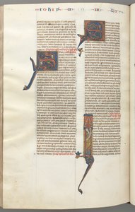 Fol. 481v, Judas, historisierte Initiale I, Judas mit einer Schriftrolle, ca. 1275-1300 von Unbekannt