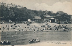 Folkestone. Der Strand und die Aufzüge, spätes 19. - frühes 20. Jahrhundert