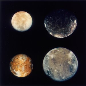 Vier Monde des Jupiter, Io, Europa, Ganymed und Kallisto, 1979