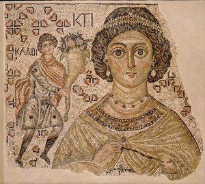 Fragment eines Bodenmosaiks mit einer Personifikation von Ktisis von Unbekannt