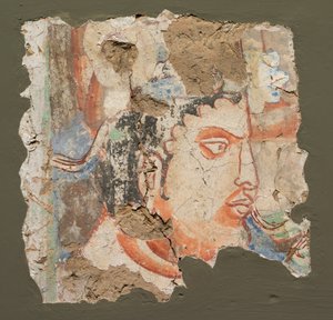 Fragment mit einem Kopf von Bodhisattva, ca. 600-650