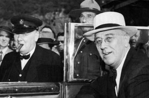 Franklin D. Roosevelt und Winston Churchill treffen sich in Quebec, Kanada, 1944