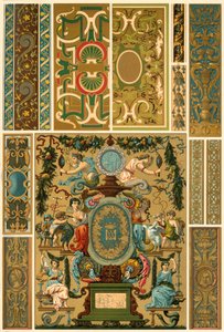 Französische Renaissance-Wandmalerei, polychrom bemalte Skulptur, Weberei und Bucheinbände, 1898