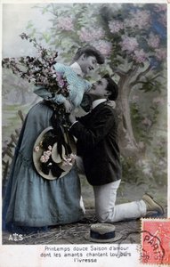 Französische romantische Postkarte, um 1900