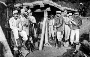 Französische Pioniere legen Minen, Frankreich, Erster Weltkrieg, 1914 von Unbekannt