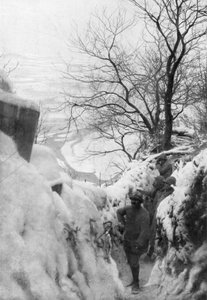 Französische Schützengräben am Piave-Fluss, Italienfront, Dezember 1917