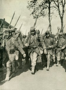 Französische Truppen auf dem Marsch, Erster Weltkrieg, 1914-1918, ca. 1920