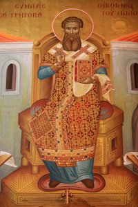 Fresko in der griechisch-orthodoxen Kirche des Heiligen Gregor Palamas, Thessaloniki, Griechenland von Unbekannt