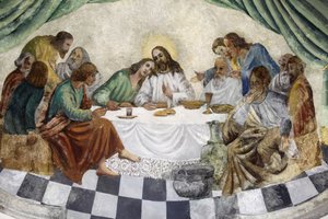 Fresko in der Zollino-Kirche: Das letzte Abendmahl, Zollino, Italien von Unbekannt