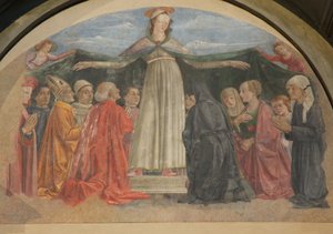 Fresko der Madonna della Misericordia, Vespucci-Kapelle, Ognissanti, Florenz, Italien (Foto)