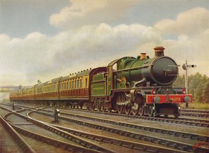 G.W.R. Cornish Riviera Limited Express in voller Fahrt, Lokomotive Pendennis Castle, 1926 von Unbekannt