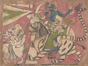 Ganesha führt Shiva und Durga in einer Prozession, 18. Jahrhundert