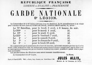 Garde Nationale 8. Legion, aus Französische politische Plakate der Pariser Kommune, Mai 1871 von Unbekannt