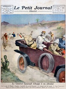 General Gouraud entkommt einem Attentat auf der Route von Damaskus nach Kunaitra, 1921