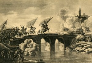 Generäle Bonaparte und Augereau stürmen die Brücke bei Arcola, November 1796, 1921 von Unbekannt