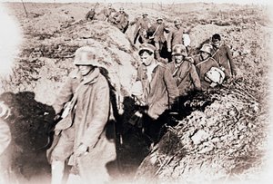 Deutsche Kapitulation bei Laffaux, Nordfrankreich, ca. 1914-1918