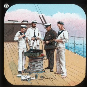 Vorbereitung der elektrischen Beleuchtung -- H.M.S. Edinburgh, um 1900