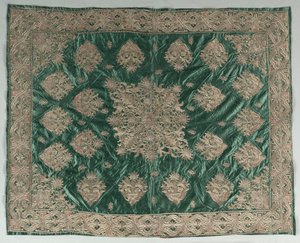 Goldfadenbestickte Decke, 1800er von Unbekannt