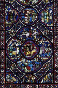 Gotische Kunst: das Leben des Wunderkindes. Glasmalerei des Chorumgangs der Kathedrale Saint Etienne de Bourges (Loir et Cher) von Unbekannt