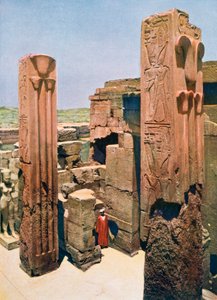 Granitpfeiler mit Lotus- und Papyrusdekoration, Tempel des Amun-Re, Karnak, Ägypten, 20. Jahrhundert