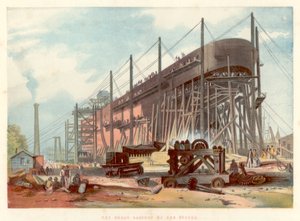 Great Eastern auf den Stocks in Millwall an der Themse, 1857 von Unbekannt