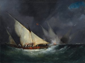 Griechische Piraten greifen ein türkisches Schiff an, undatiert von Unbekannt