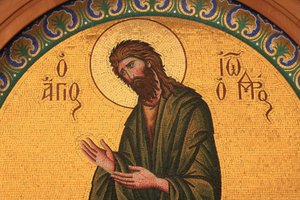 Griechisch-orthodoxe Ikone, die Johannes den Täufer darstellt, Thessaloniki, Griechenland