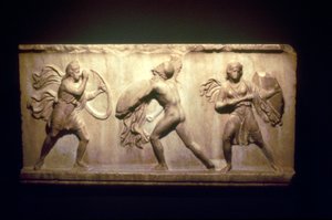 Griechischer Krieger kämpft gegen eine Amazone, 8.-5. Jahrhundert v. Chr. von Unbekannt