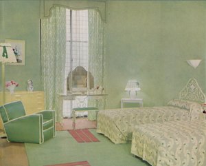 Grün-weißes Farbschema für ein Schlafzimmer