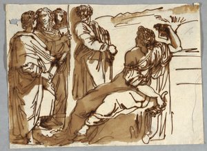 Gruppe mit Petrarca und Sappho auf dem Parnass nach Raphael Sanzio von Unbekannt