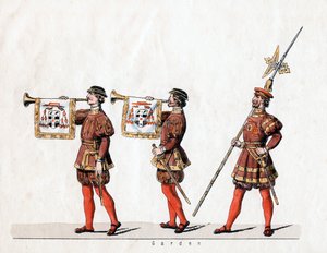 Wachen, Kostümentwurf für Shakespeares Stück, Heinrich VIII., 19. Jahrhundert von Unbekannt