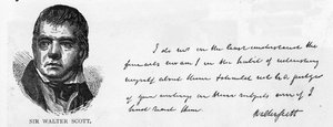 Handschrift und Unterschrift von Sir Walter Scott