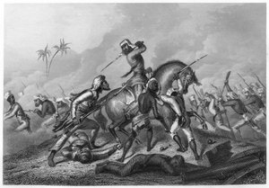 Havelocks Kolonne greift die Meuterer vor Cawnpoor an, 1857, ca. 1860 von Unbekannt
