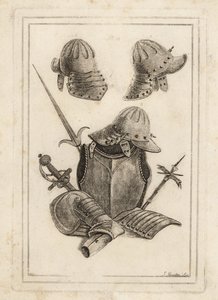 Helm aus einer Rüstung aus der Zeit von König Karl I., Brustpanzer, Tassets und Pouldron, Antike Pertuisane, Schwert mit Silbergriff und Waffenhammer aus dem Tower of London