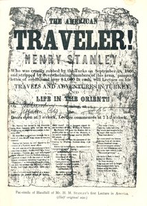 Henry M. Stanley, Flugblatt von der Vortragsreise in Amerika, Entdeckte im Alter von 31 Jahren Dr. Livingstone in Afrika von Unbekannt