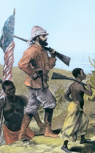 Henry Morton Stanley nähert sich dem Tanganjikasee, Afrika, 19. Jahrhundert