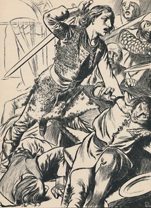Hereward und seine Männer greifen die Normannen an, um 1907