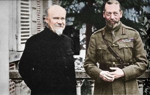Seine Majestät mit Präsident Poincare im britischen Hauptquartier in Frankreich, um 1916, 1935