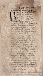 Historia Brittonum von Nennius. Erste Seite des Manuskripts, 11. Jahrhundert von Unbekannt