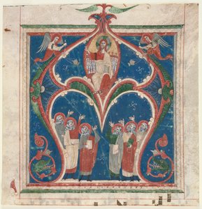 Historiierte Initiale A aus einem Antiphonar: Christus in Majestät mit Propheten von Unbekannt