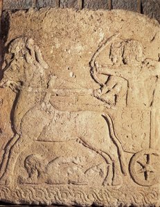Hethitische Kunst: Jagdszene. Flachrelief auf Stein, Antike von Unbekannt