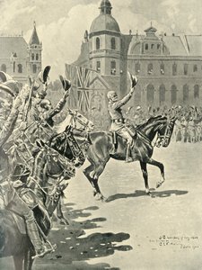Hissen der britischen Flagge in Pretoria: Lord Roberts führt Jubel für die Königin an, 1900, 1901 von Unbekannt