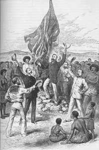 Hissen der britischen Flagge in Neuguinea von Unbekannt