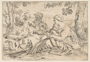 Heilige Familie mit der heiligen Elisabeth und dem heiligen Johannes dem Täufer, Kopie in umgekehrter Richtung von Unbekannt
