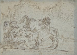 Pferd, Stier, Löwe und Eber, 17. Jahrhundert