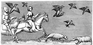 Wie man junge Falken zum Fliegen bringt, 14. Jahrhundert 1849
